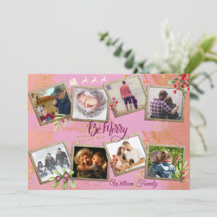 Cartão De Festividades Colagem de Fotos Personalizada de 8 Fotos da Famíl