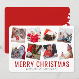 Cartão De Festividades Colagem de Fotos Personalizada de Feliz Natal Eleg