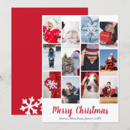 Cartão De Festividades Colagem de Fotos Personalizada de Feliz Natal Eleg
