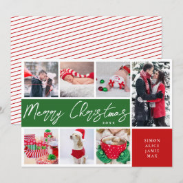 Cartão De Festividades Colagem de Fotos Personalizada de Feliz Natal Eleg