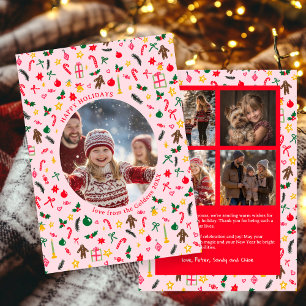 Cartão De Festividades Colagem de Fotos Personalizada de Natal de Portão 