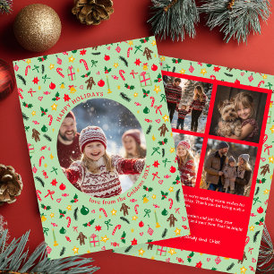 Cartão De Festividades Colagem de Fotos Personalizada de Natal de Portão 