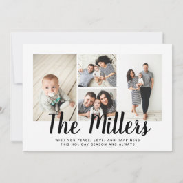 Cartão De Festividades Colagem de Fotos Personalizada do Nome da Família 