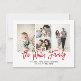 Cartão De Festividades Colagem de Fotos Personalizada do Nome da Família 