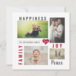 Cartão De Festividades Colagem de Fotos Personalizada e Família de Alegr