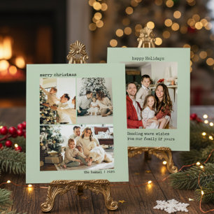 Cartão De Festividades Colagem de Fotos Personalizada para 4 Fotos da Fam