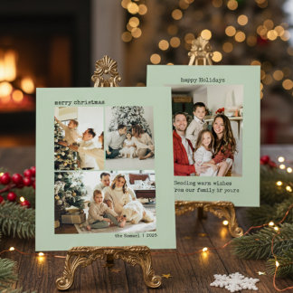 Cartão De Festividades Colagem de Fotos Personalizada para 4 Fotos da Fam