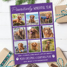 Cartão De Festividades Colagem de Fotos Personalizada Pet Dog Ano Em Revi