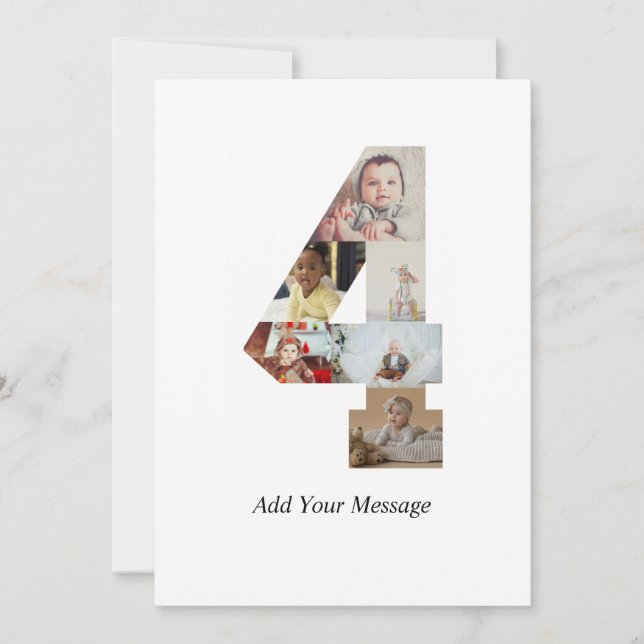 Cartão De Festividades Colagem de Fotos Preto e Branco Número 4 (Frente)