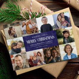 Cartão De Festividades Colagem de Fotos Rustic Blue Purple Christmas 10