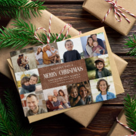 Cartão De Festividades Colagem de Fotos Rustic Grunge Brown Christmas 10