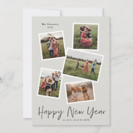 Cartão De Festividades Colagem de Fotos Simples Ano Novo 5