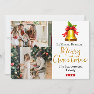 Cartão De Festividades Colagem de Fotos Simples da Família Natal Elegante