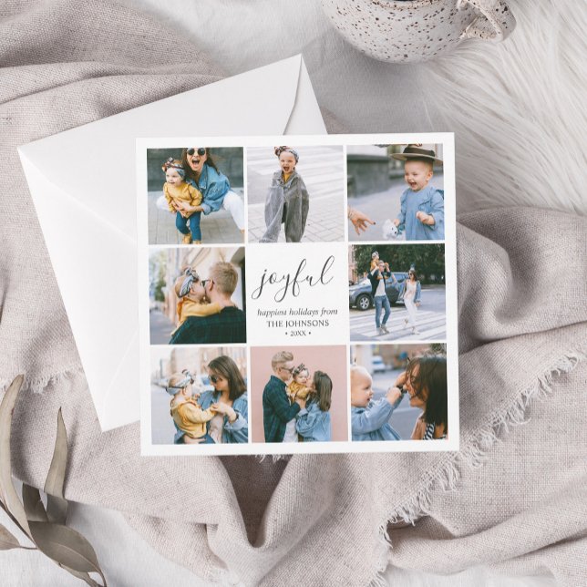 Cartão De Festividades Colagem de Fotos Simples de Script de Natal Feliz (Criador carregado)