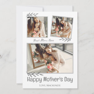 Cartão De Festividades Colagem de fotos simples e elegante do Dia das Mãe
