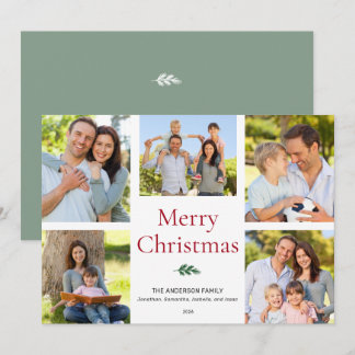 Cartão De Festividades Colagem de Fotos Simples e Elegante Feliz Natal