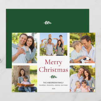 Cartão De Festividades Colagem de Fotos Simples e Elegante Feliz Natal