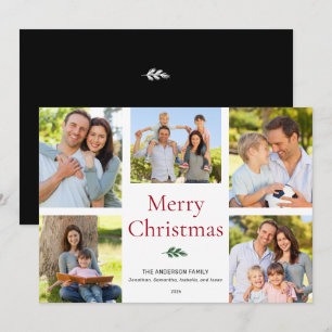 Cartão De Festividades Colagem de Fotos Simples e Elegante Feliz Natal