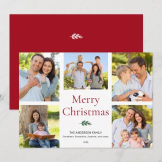 Cartão De Festividades Colagem de Fotos Simples e Elegante Feliz Natal