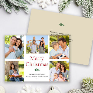 Cartão De Festividades Colagem de Fotos Simples e Elegante Feliz Natal