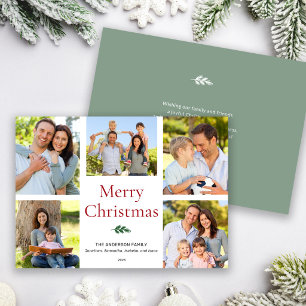 Cartão De Festividades Colagem de Fotos Simples e Elegante Feliz Natal