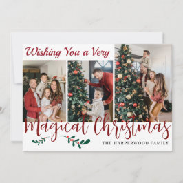 Cartão De Festividades Colagem de Fotos Simples e Moderna da Família Nata