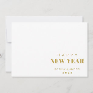 Cartão De Festividades Colagem de Fotos Simples Moderna 2 Dourado Ano Nov