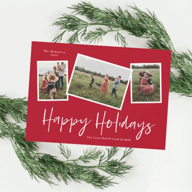 Cartão De Festividades Colagem de Fotos Simples Roteiro Feliz Férias 3 (Criador carregado)