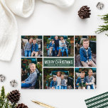Cartão De Festividades Colagem de Fotos Verde da Floresta Moderna de Feli<br><div class="desc">Cartão de Férias Verde de Colagem de Fotos da Floresta de Natal Moderno. Cartão de Natal simples e moderno apresenta seis (6) fotos,  um cartões de natal personalizado e listras elegantes no verso. Cores: floresta escura verde e branca</div>