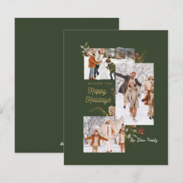 Cartão De Festividades Colagem de Fotos Verde Floresta Natal