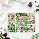 Cartão De Festividades Colagem de Fotos Verde Jade Moderno Feliz Natal<br><div class="desc">Cartão de Natal simples e moderno apresenta seis (6) fotos,  um cartões de natal personalizado e listras elegantes no verso.  Cores: verde-jade e branco</div>