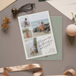 Cartão De Festividades Colagem de Fotos Verdes Simples e Minimalista do r