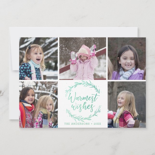 Cartão De Festividades Colagem de Fotos Wreath mais quente (Frente)