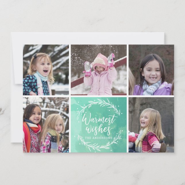 Cartão De Festividades Colagem de Fotos Wreath mais quente (Frente)