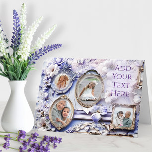 Cartão De Festividades Colagem de Moldura Floral Vintage com Lavanda Suav