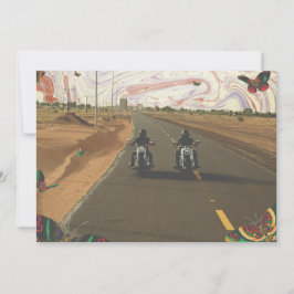Cartão De Festividades Colagem de motos na estrada com pintura de mármore