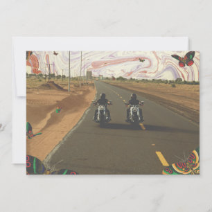 Cartão De Festividades Colagem de motos na estrada com pintura de mármore