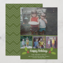 Cartão De Festividades Colagem de Natal de 4 Fotos - Retro Holly