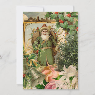 Cartão De Festividades Colagem de Natal do Papai Noel Verde do Velho Mund