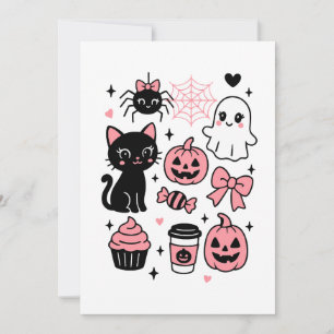 Cartão De Festividades Colagem de Padrão Fofo de Halloween