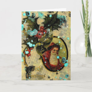 Cartão De Festividades Colagem de Papais noeis Joyful