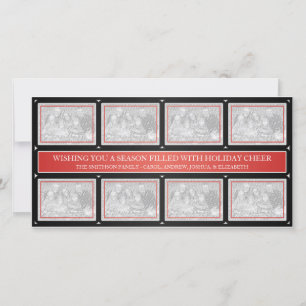 Cartão De Festividades Colagem de Quadro de Natal Vermelho Preto