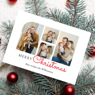 Cartão De Festividades Colagem de quatro fotos de Natal moderna minimalis