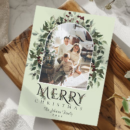 Cartão De Festividades Colagem de Quatro Fotos de Natal Moderno com Azevi