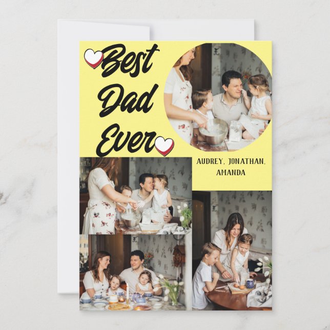 Cartão De Festividades Colagem de quatro fotos do Dia dos Pais personaliz (Frente)