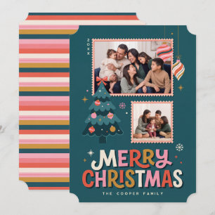 Cartão De Festividades Colagem de selo postal retrô Feliz Natal