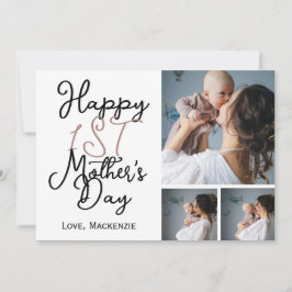 Cartão De Festividades Colagem de Três Fotos Simples do Primeiro Dia das 