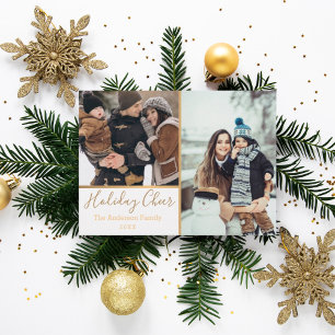 Cartão De Festividades Colagem Dourada de fotos Faux Cheer Faux no feriad