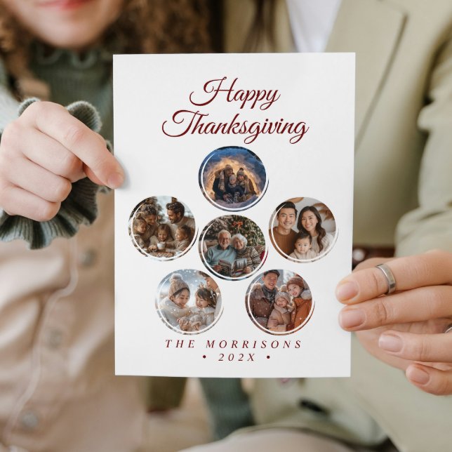 Cartão De Festividades Colagem em Formas Redondas 6 Foto Feliz Dia de Açã (Criador carregado)