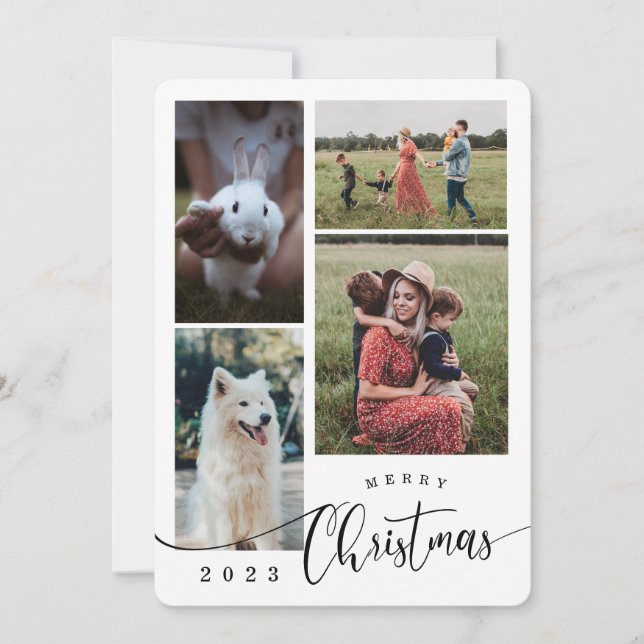 Cartão De Festividades Colagem Feliz de Natal 4 Foto (Frente)